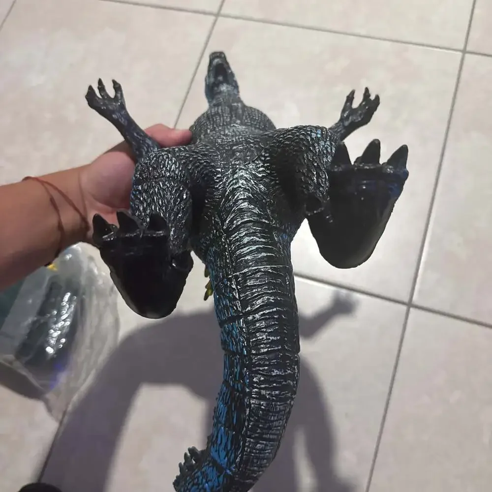Vintage Godzilla Action Figure Toy Statue Black Blue Scales Y2K Style